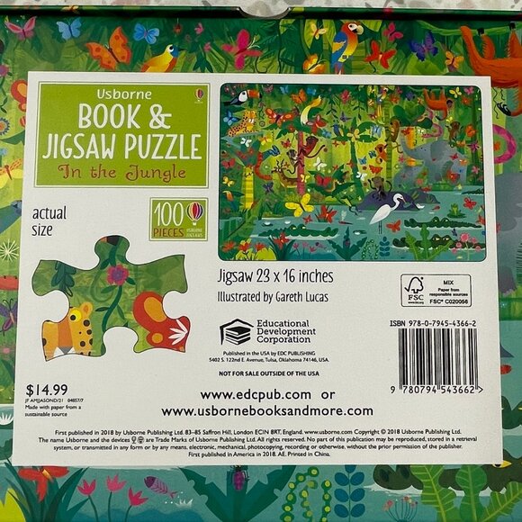 NWT - Usborne Book & 100 Piece Puzzle Box Set for kids - "In the Jungle" - Picture 5 of 8